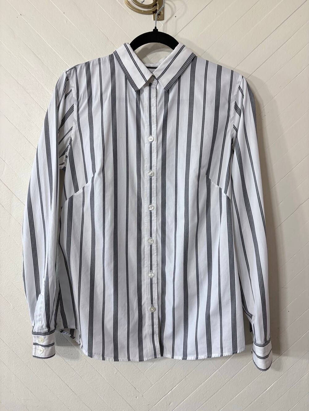 Banana Republic Striped Collared Button Up Fitted Business Top Women's Size 10